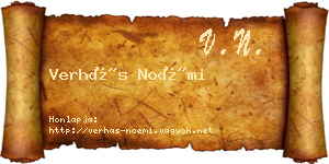 Verhás Noémi névjegykártya