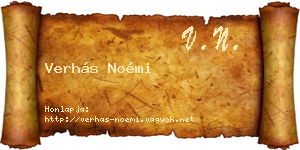 Verhás Noémi névjegykártya